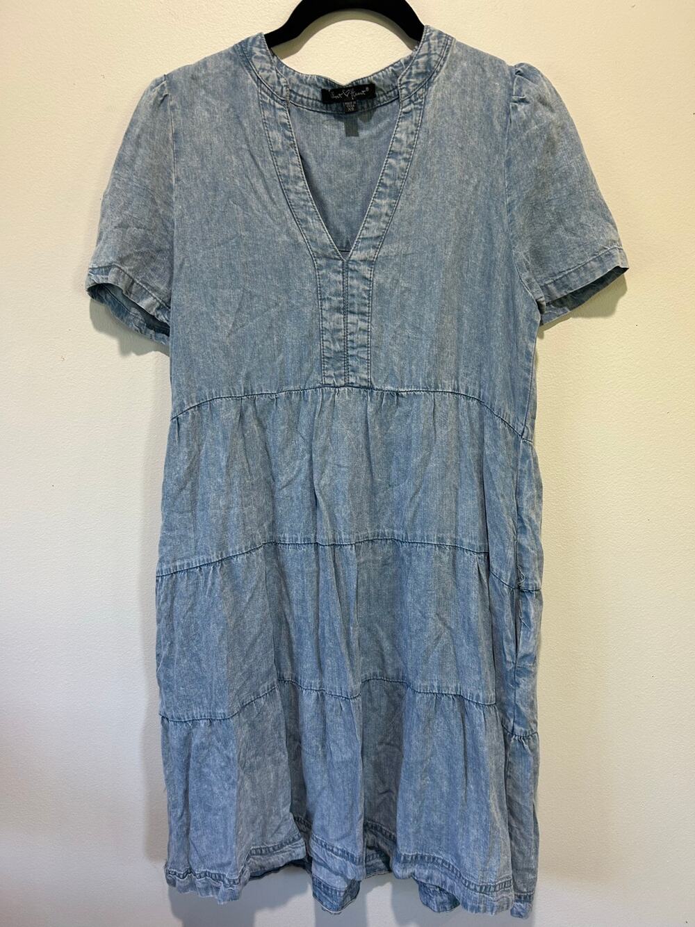 Velvet Heart denim tencel chambray dress size XS blue tiered western cowgirl